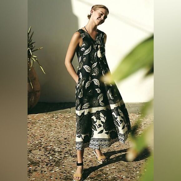Anthropologie Black and White Floral Maxi Dress - Picture 13 of 14